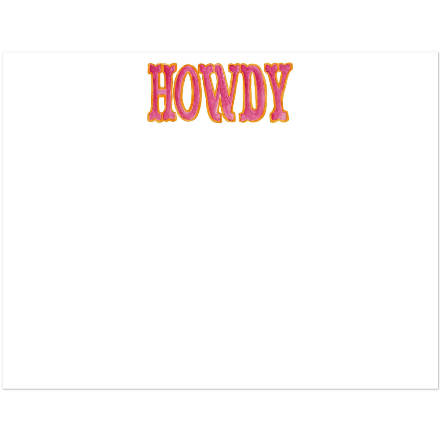 Howdy Watercolor Illustrated Flat Notecards | Set of 10 Cards & Envelopes | 4 Colors | 2 Sizes