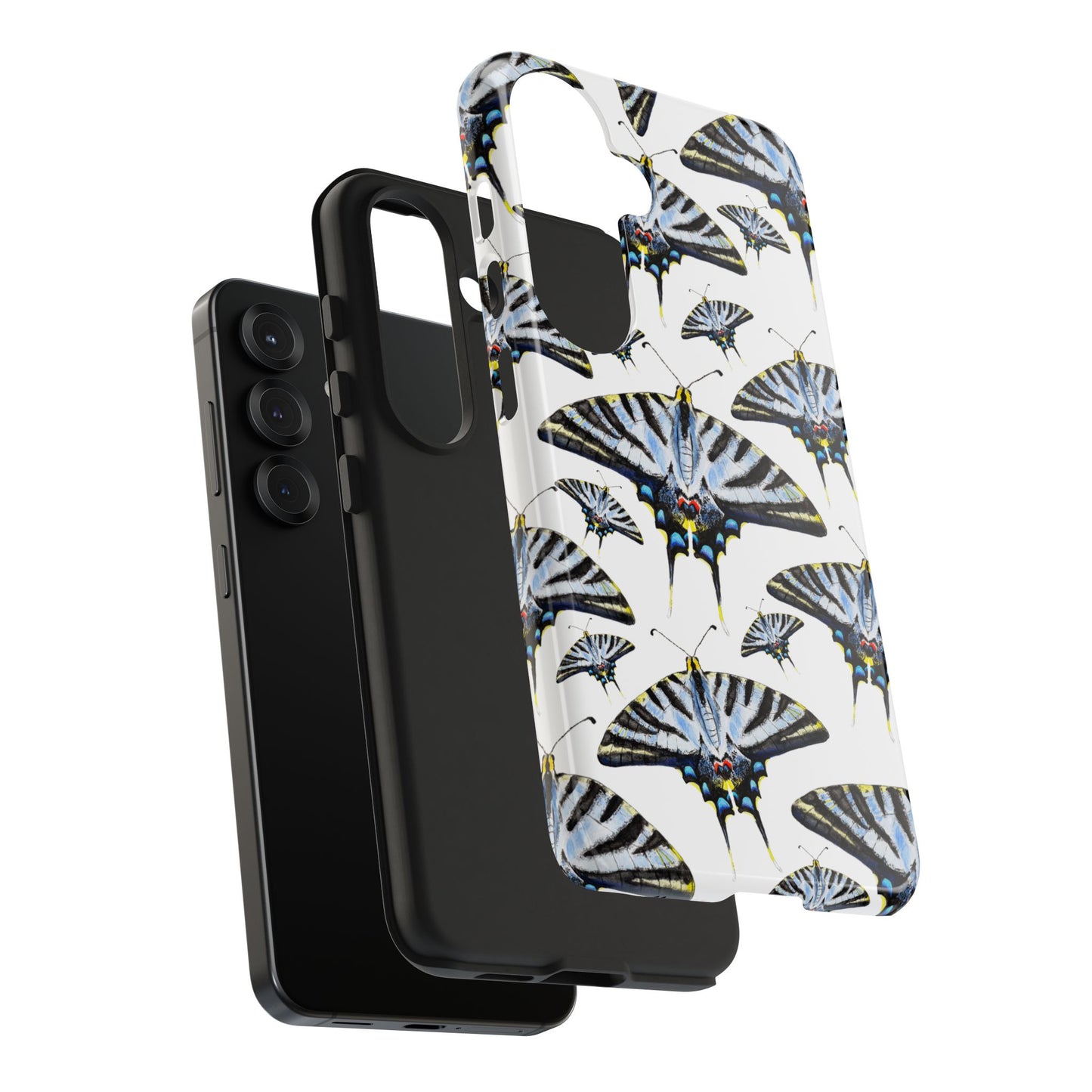 Light Blue Swallowtail Butterflies Watercolor Illustrated Pale Blue Tough Phone Case | Various Models