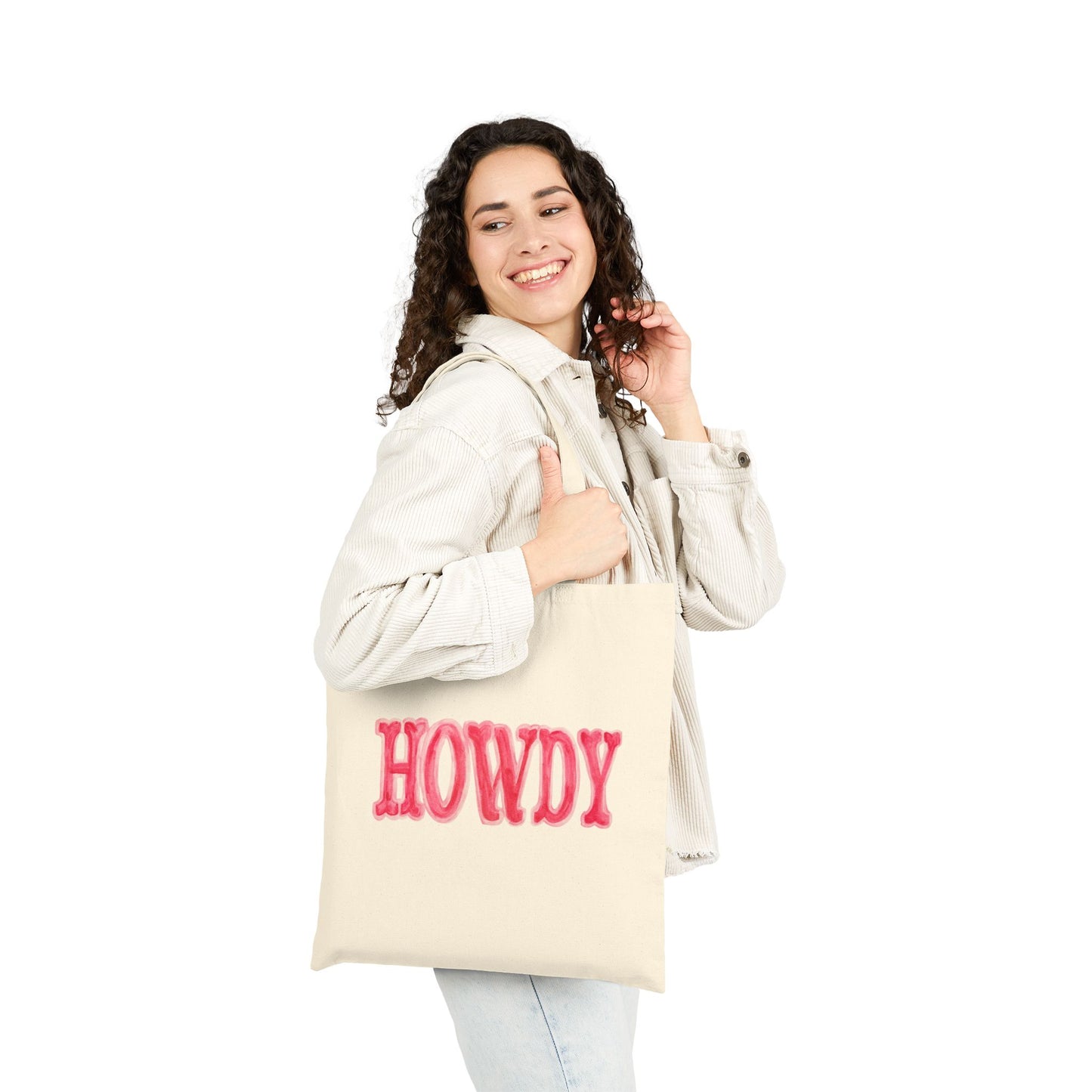 Canvas Tote | Howdy Hot Pink and Light Pink Watercolor Farmers Market Tote | Bachelorette Western Preppy Gift | Coastal Cowgirl