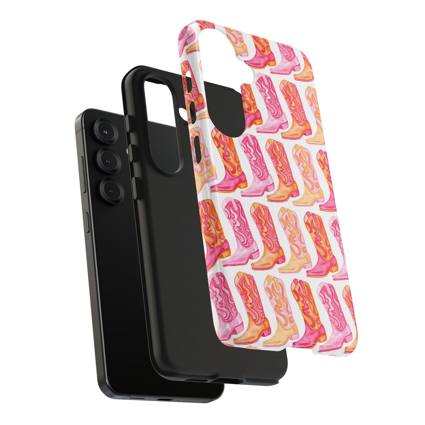 Rows of Hot Pink & Orange Cowboy Boots Tough Phone Cases | Various Models Available