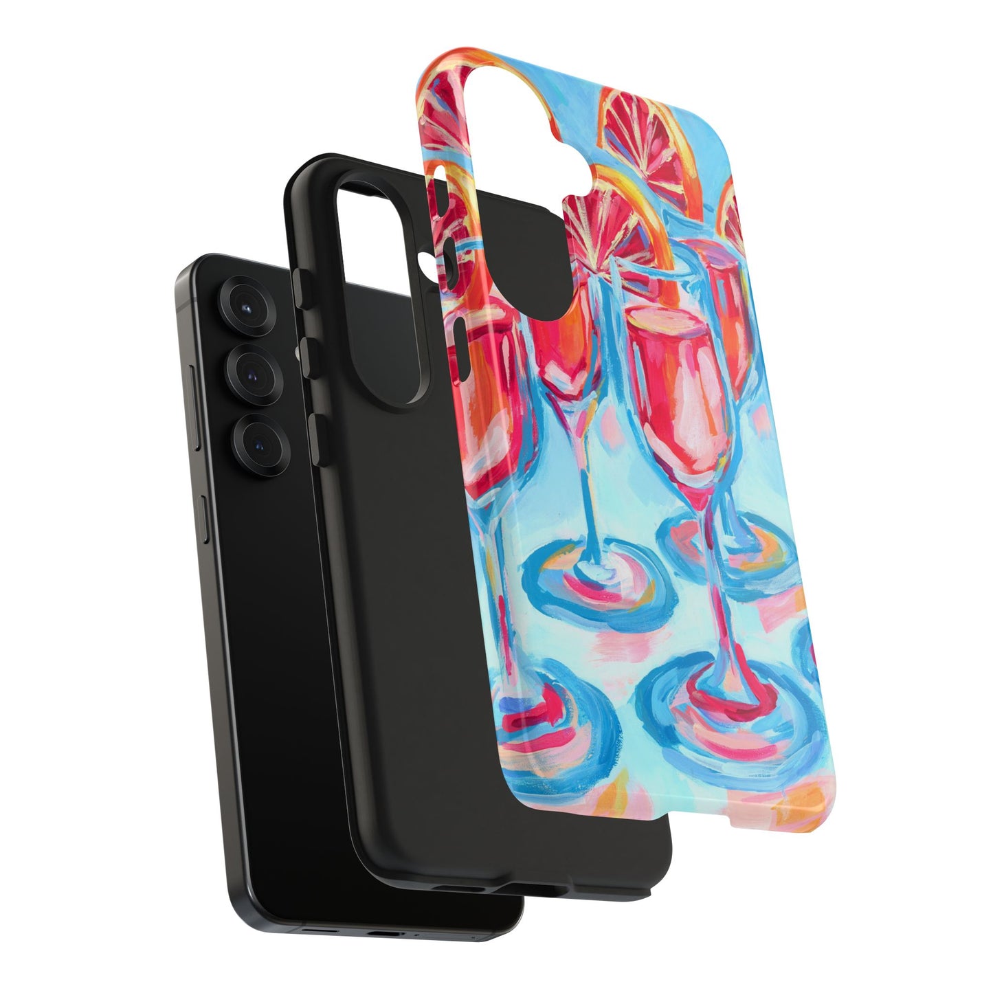Pink Blood Orange Mimosas Blue Champagne Flute Acrylic Tough Phone Case | Various Models Available