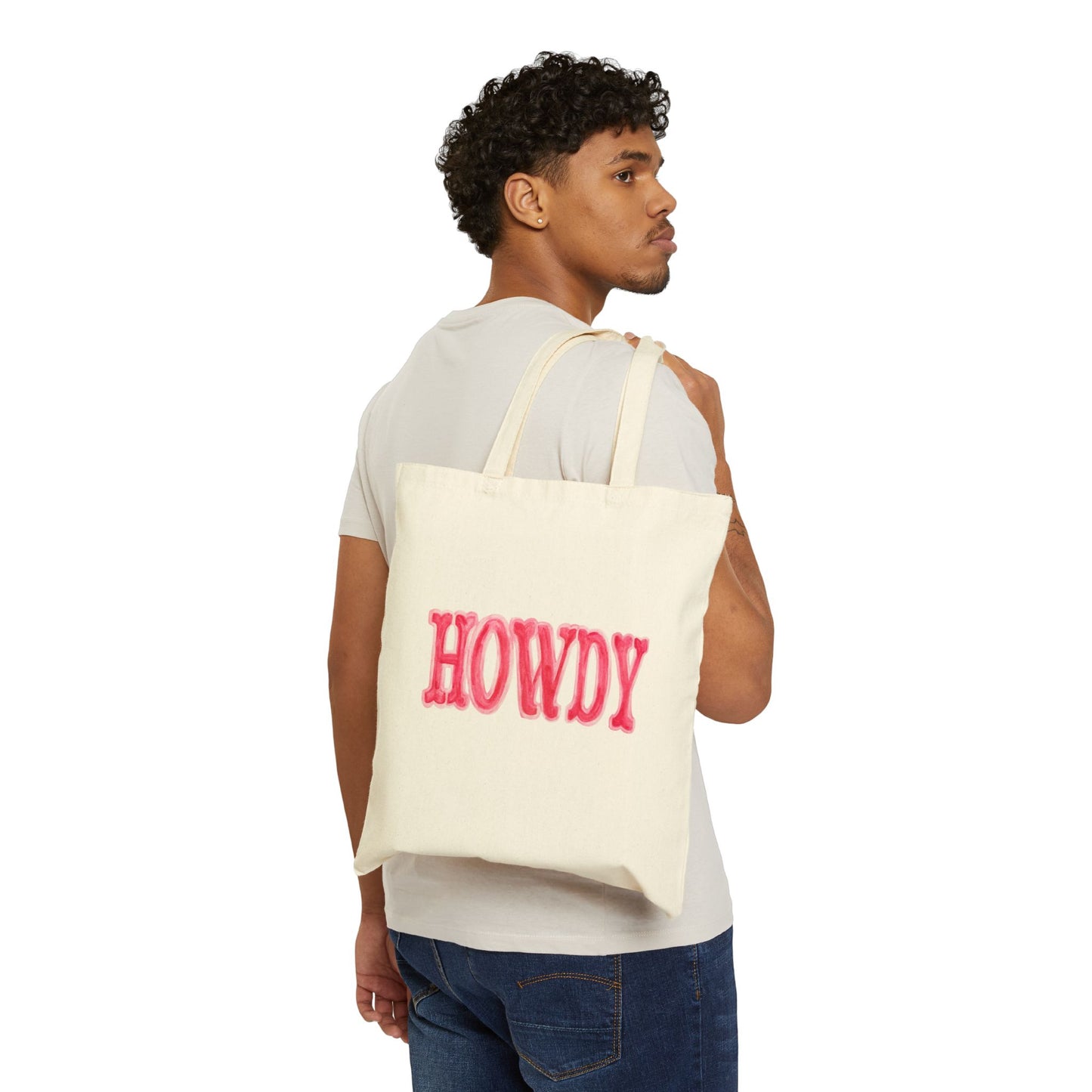 Canvas Tote | Howdy Hot Pink and Light Pink Watercolor Farmers Market Tote | Bachelorette Western Preppy Gift | Coastal Cowgirl