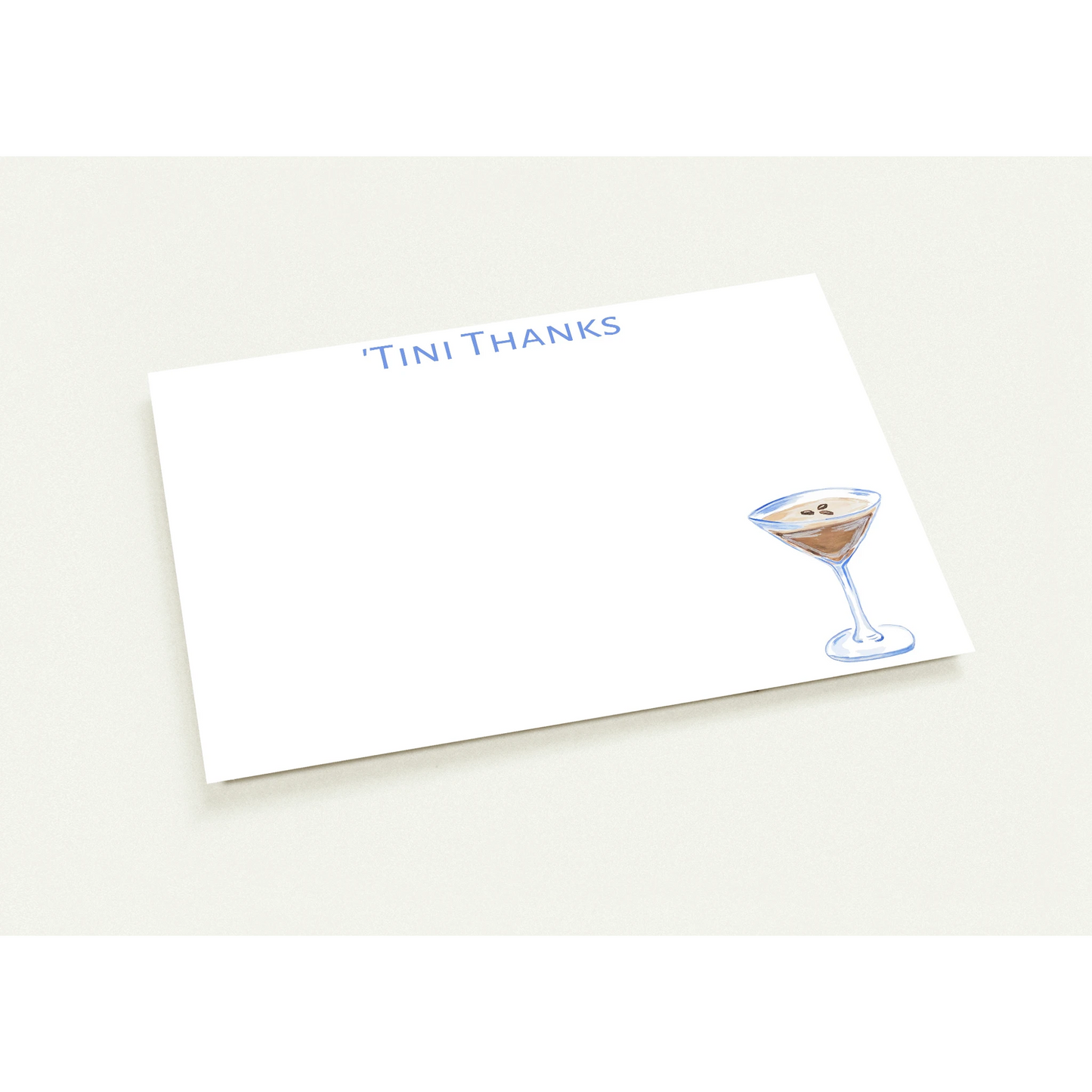 'Tini Thanks Espresso Martini Watercolor Illustrated Flat Note Cards & Envelopes | Set of 10 || Two Sizes
