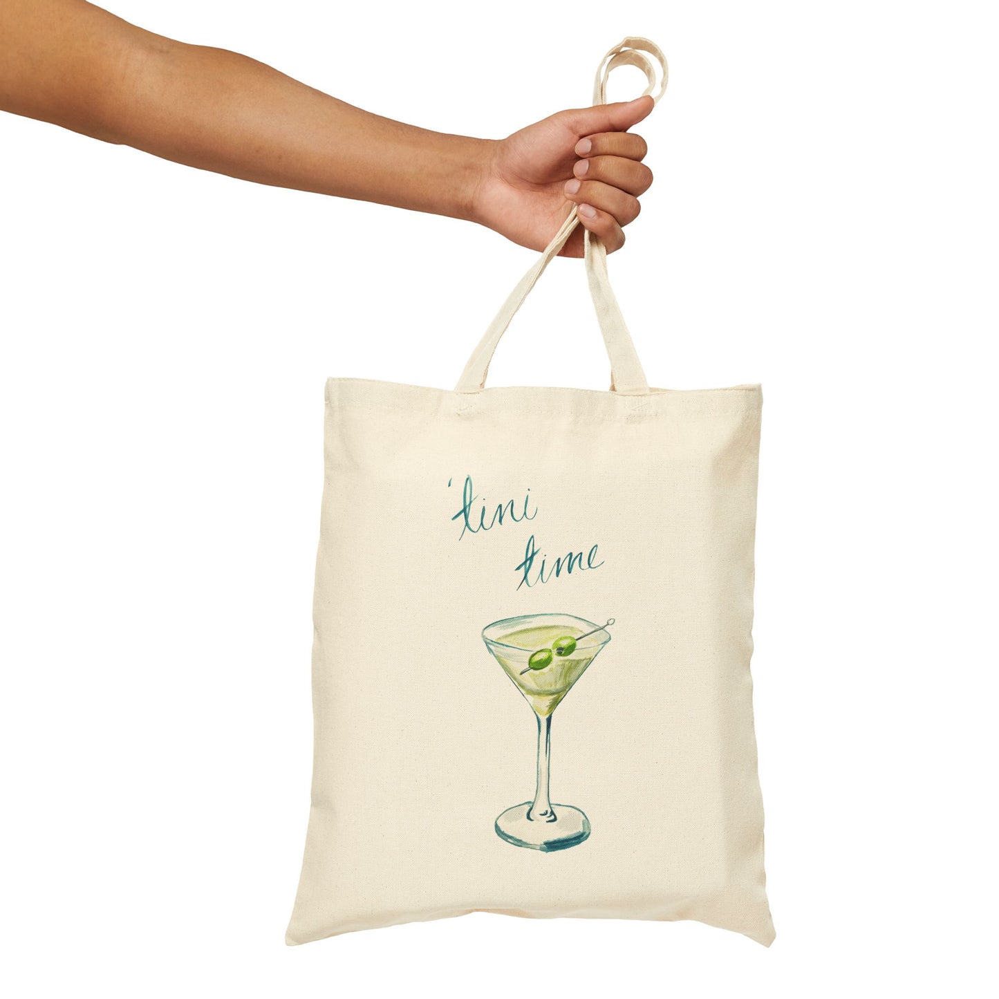 Canvas Tote | Tini Time Blue & Green Martini Watercolor Farmers Market Tote | Bachelorette Gift Hostess
