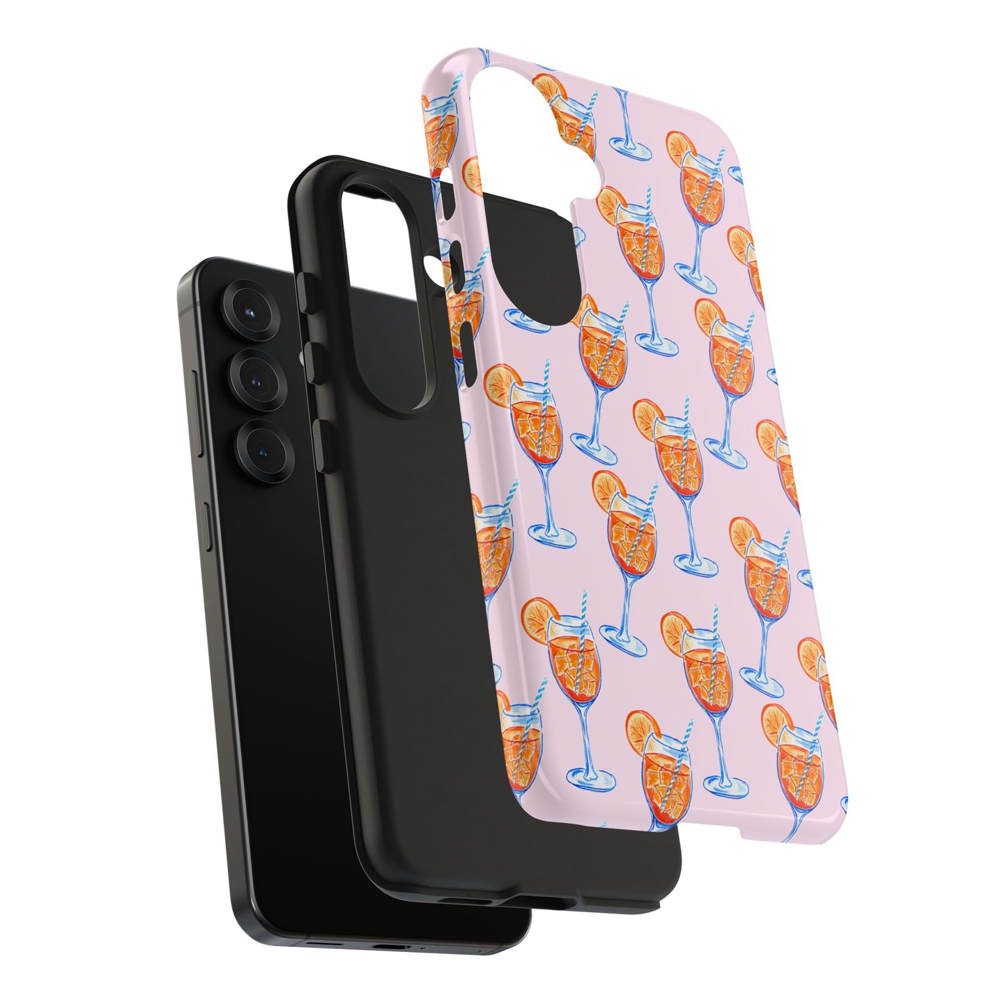 Orange & Blue Aperol Spritz Watercolor Patterned Blush Pink Tough Phone Case | Various Models