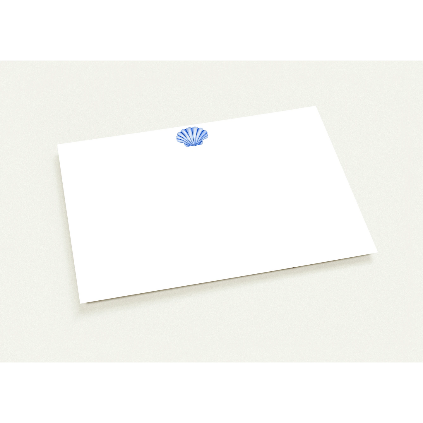 Set of 10 Flat Notecards & Envelopes Seashell Watercolor Illustration | Blue or Turquoise | 2 Sizes