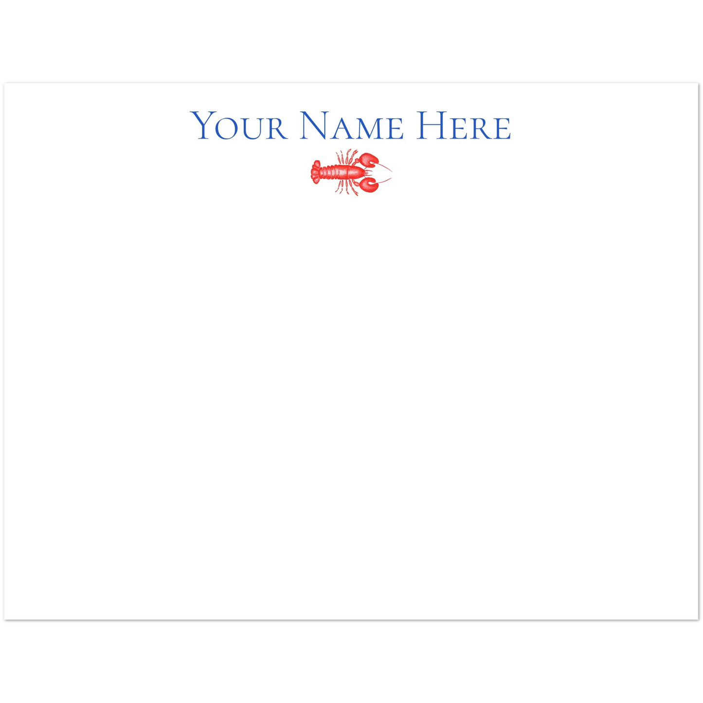 Personalized Red Lobster Watercolor Illustration Flat Notecards | Set of 10 Cards & Envelopes | 2 Sizes