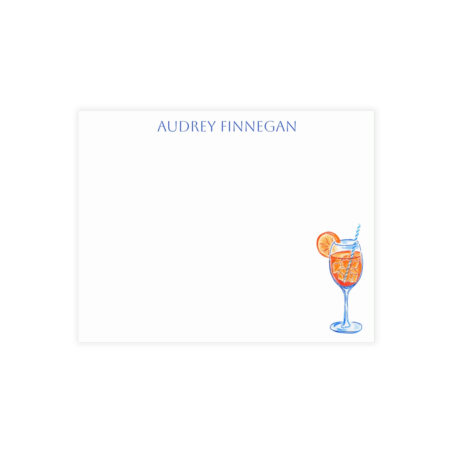 Stationery | Personalized Custom Watercolor Orange & Blue Aperol Spritz Flat Cards with Envelopes | Thank You Bridal Shower Bachelorette