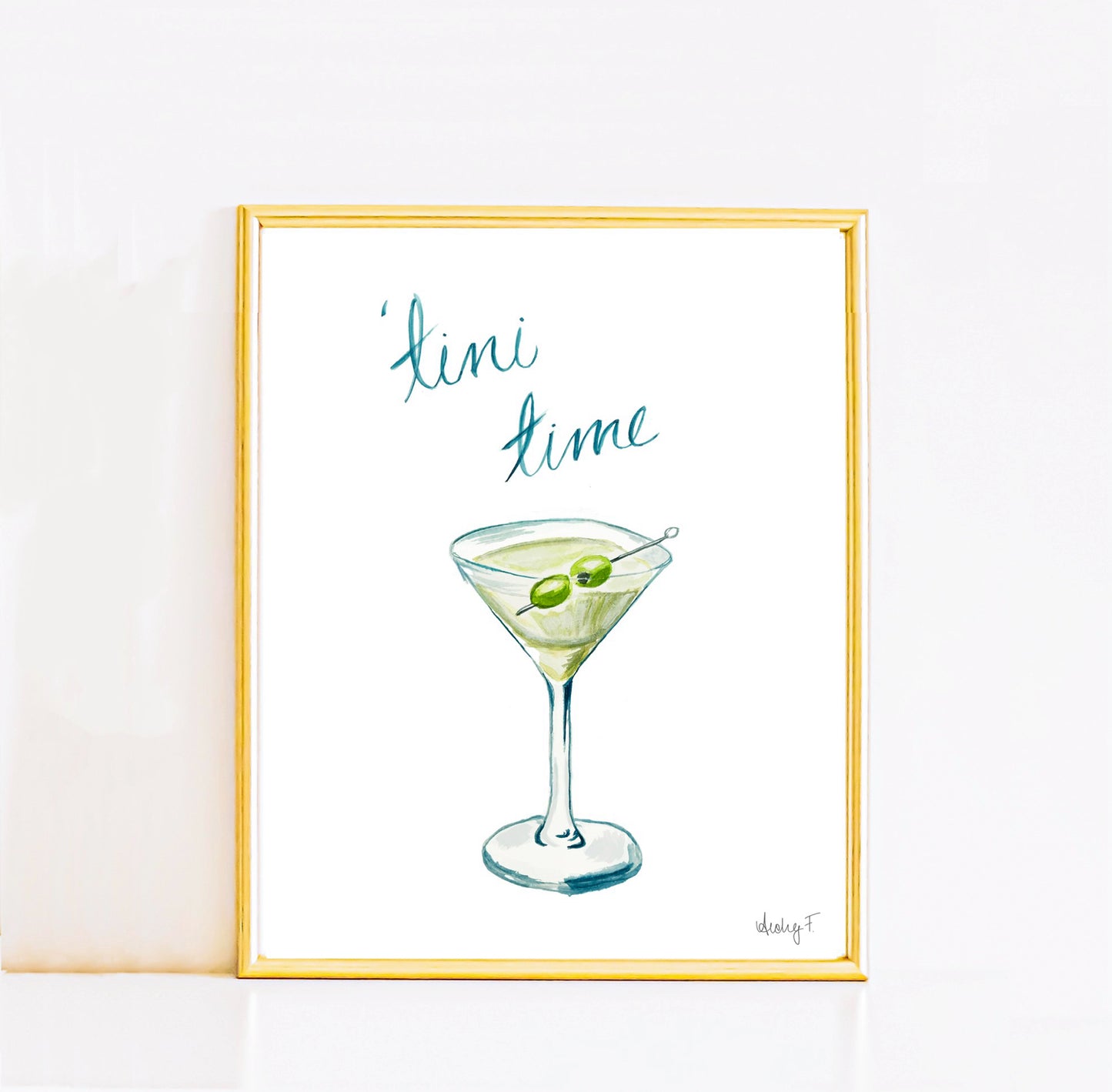 Tini Time Martini Glass Watercolor Painting | Cocktail Wall Art | Watercolor Bar Cart | Martini Poster Art | Martini Watercolor Print Art