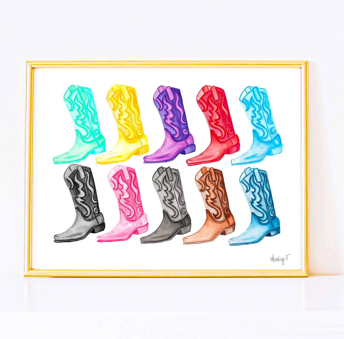 Print | TS Eras Watercolor Cowboy Boots Music | Girl Decor | Preppy | Swifie