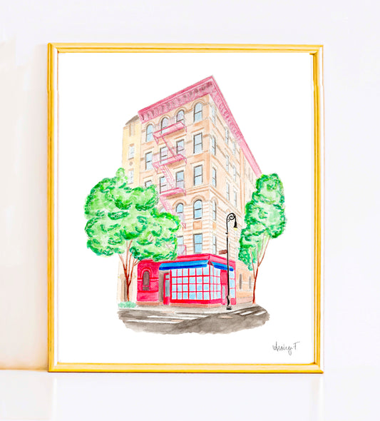 Print | “Friends” Building The Little Owl Restaurant Watercolor Print