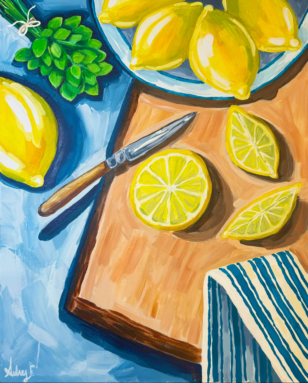24”x30” Acrylic Lemons on Stretched Canvas