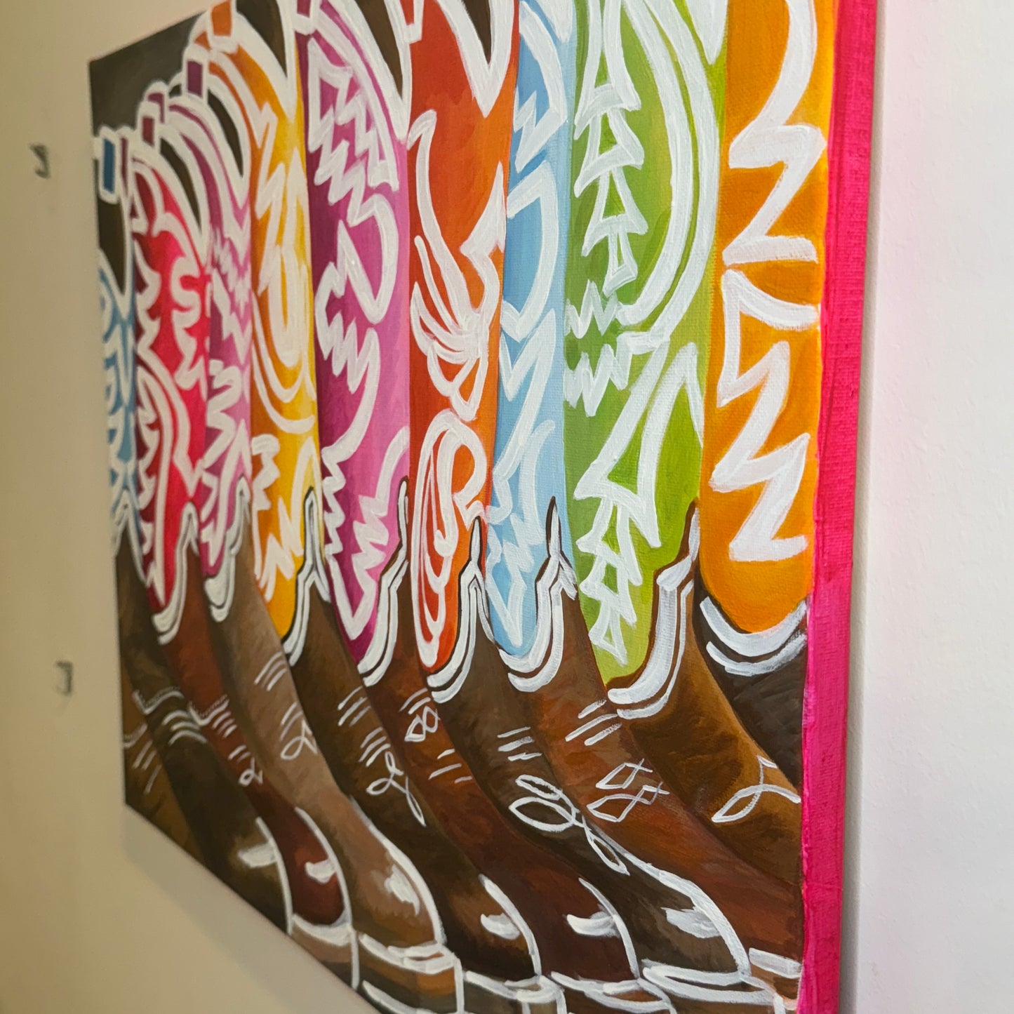 16” x 20” Acrylic Cowboy Boots on Stretched Canvas