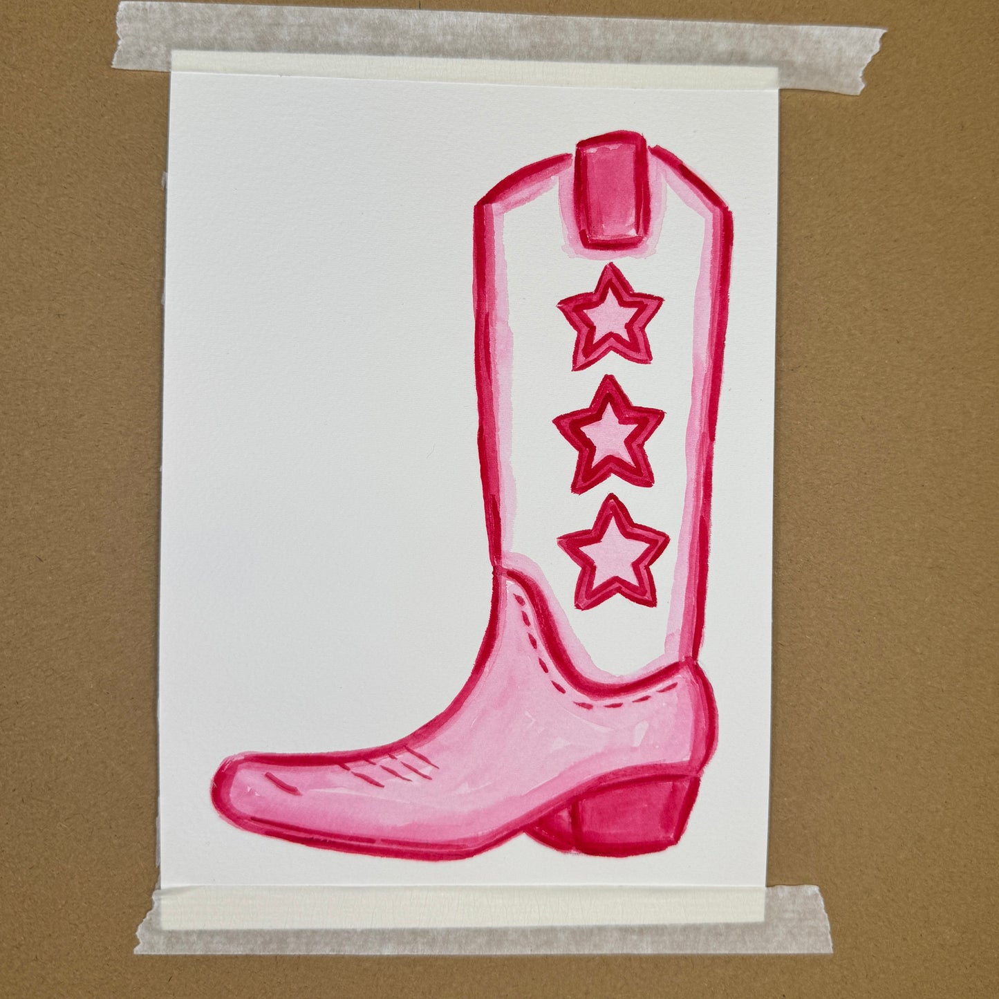 5” x 7” Original Hot Pink Star Cowboy Boot