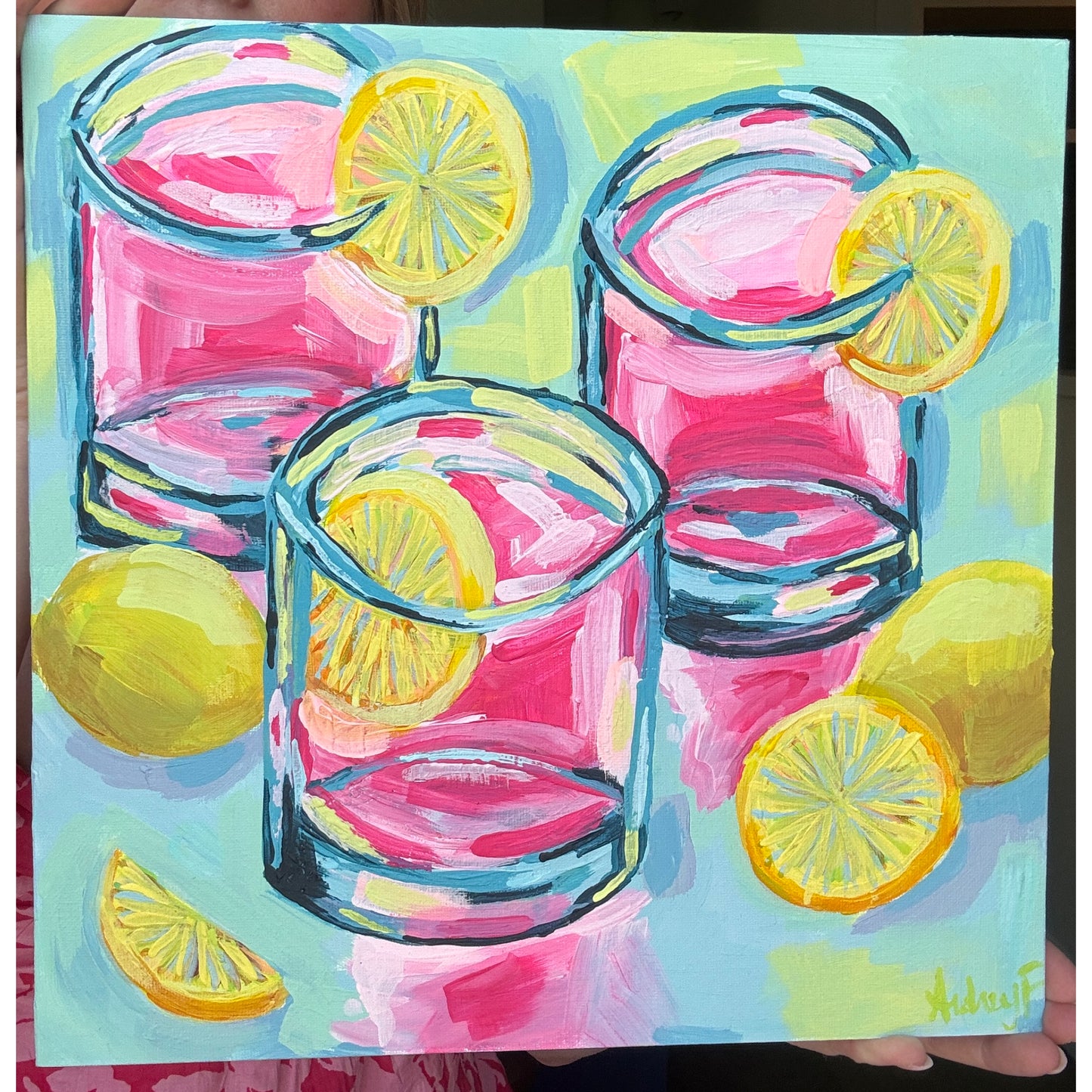 12”x12” Pink Lemonade Acrylic on Canvas Panel