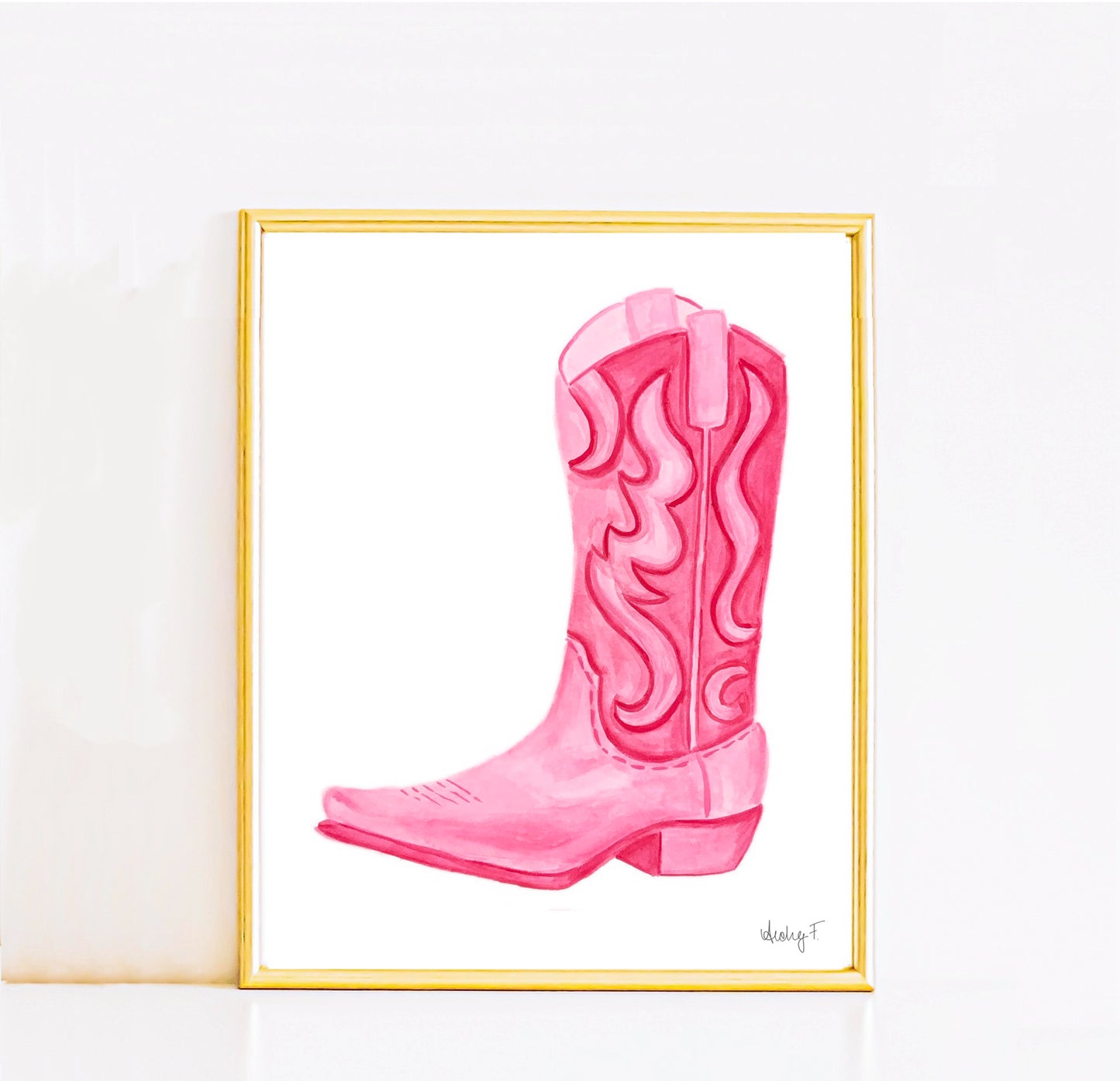 Print | Hot Pink Cowboy Boot Watercolor |  Coastal Cowgirl Southern Rustic Western Colorful Fun Dorm Room Poster Decor TS7