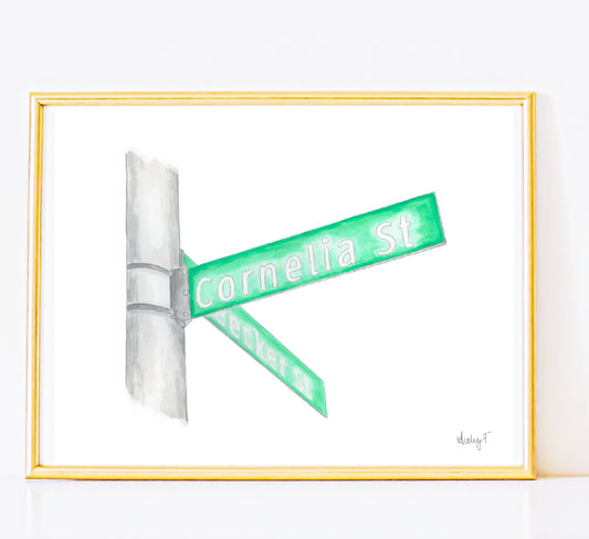 Print | Cornelia Street Sign Watercolor | Music Wall Dorm Room Decor