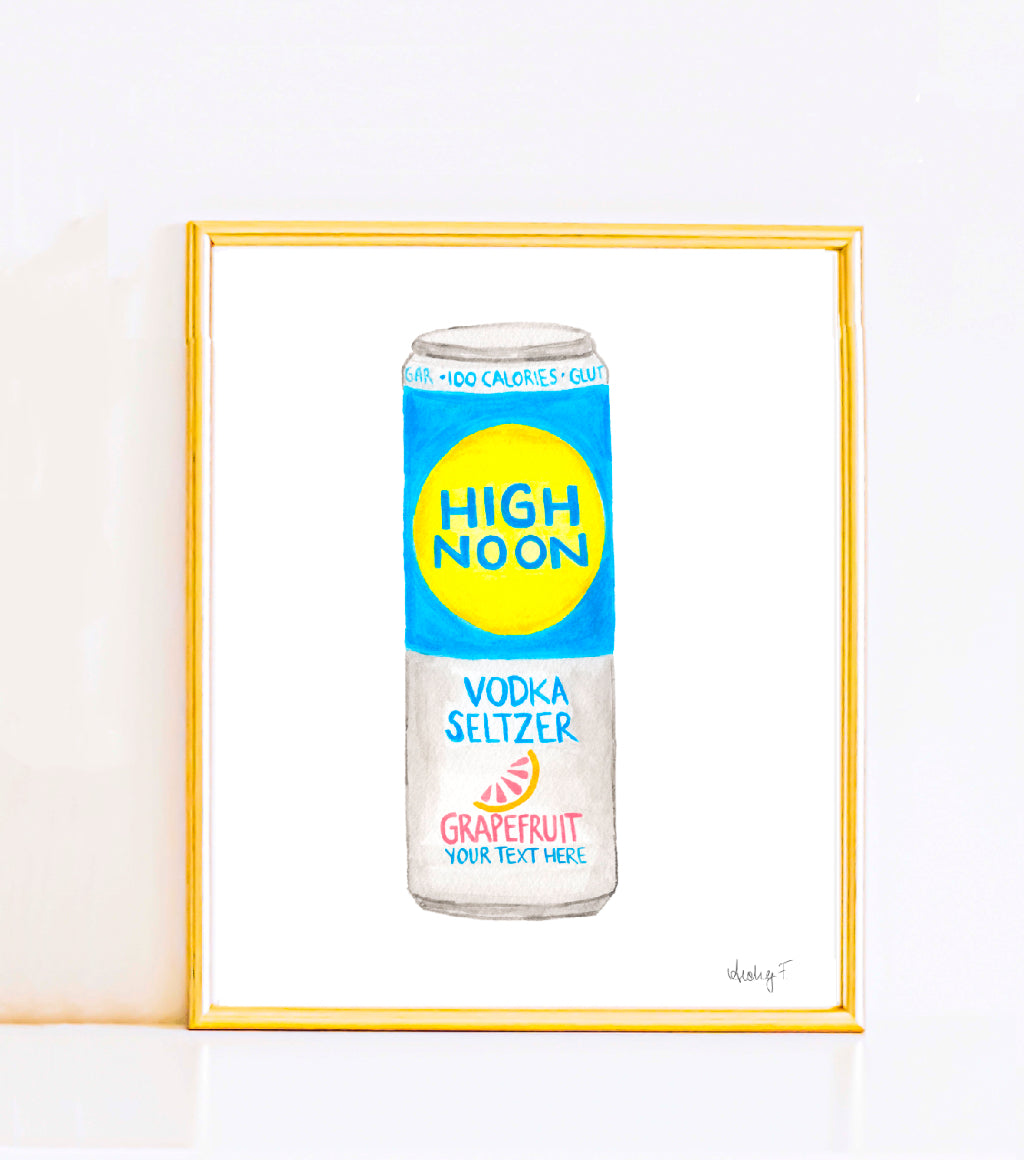 Print | Personalized High Noon Canned Cocktail Watercolor | Add Your Text | Various Sizes