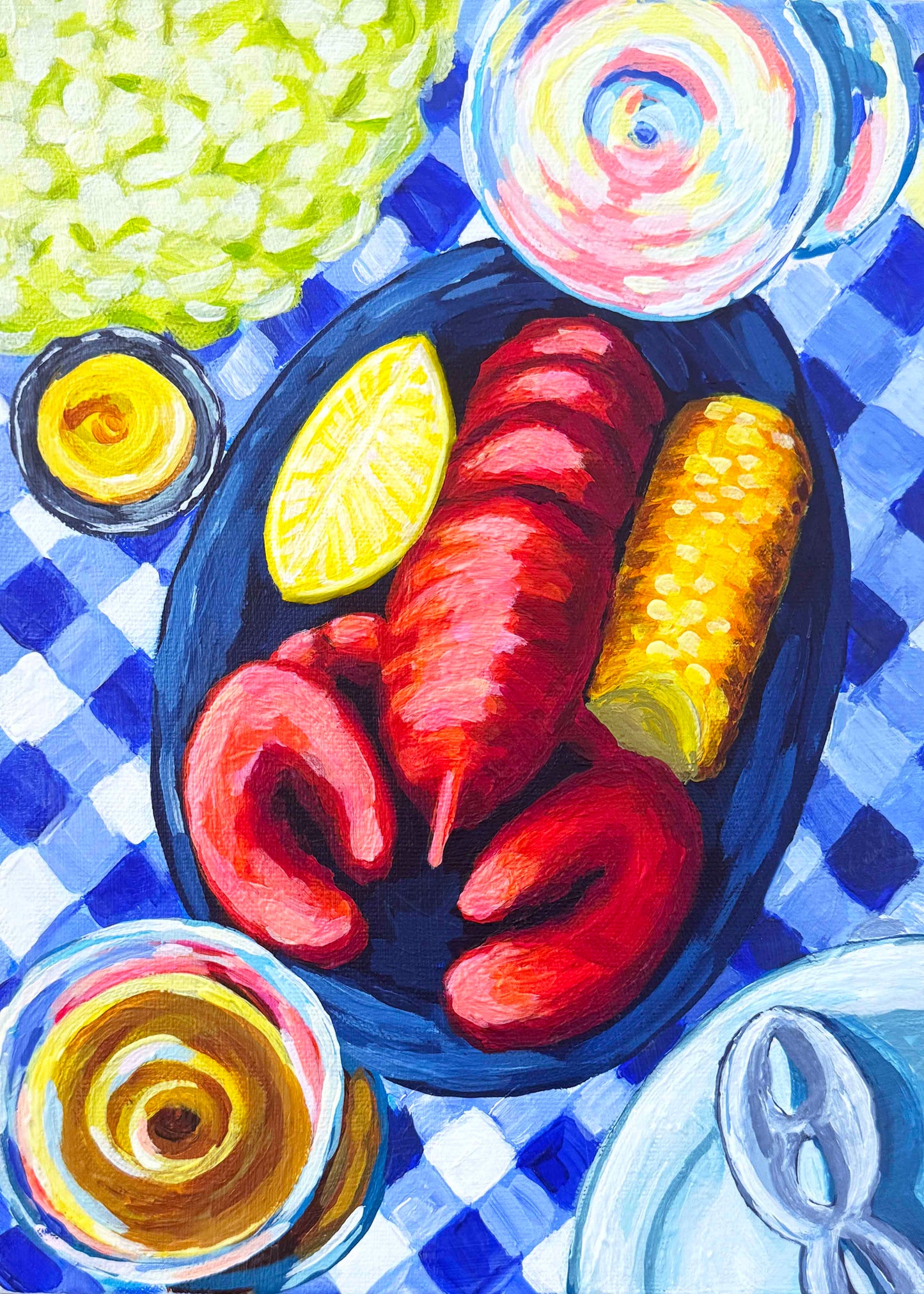 Coastal Summer Lobster Bake Tablescape Abstract Acrylic | Print