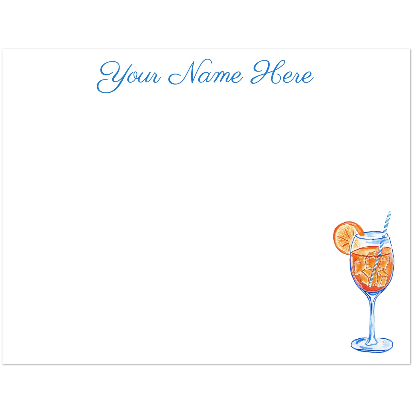 Personalized Aperol Spritz Watercolor Illustrated Flat Notecards | Set of 10 Cards & Envelopes | 2 Sizes