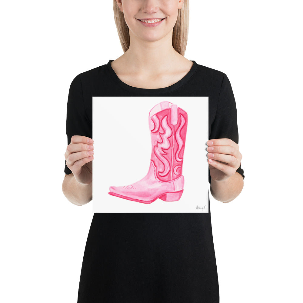 Print | Hot Pink Cowboy Boot Watercolor | Various Sizes