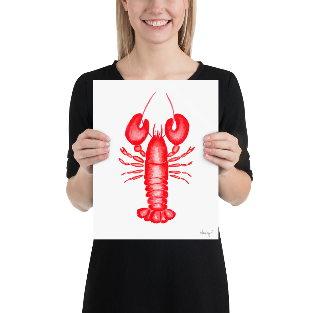 Print | Red Lobster Watercolor | Coastal Nautical Ocean Decor Wall Art | New England Nantucket Capecod