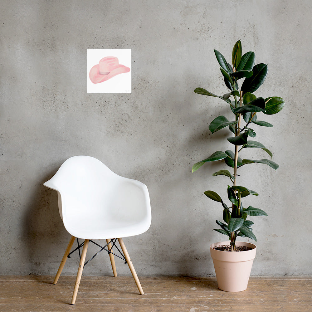 Print | Blush Pink & Gray Cowboy Hat | Western Watercolor Painting | Rustic Decor | Cowgirl Art | Various Sizes | Custom Original Available