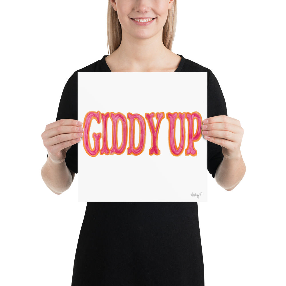 Print | Hot Pink & Orange Giddy Up Watercolor | Various Sizes