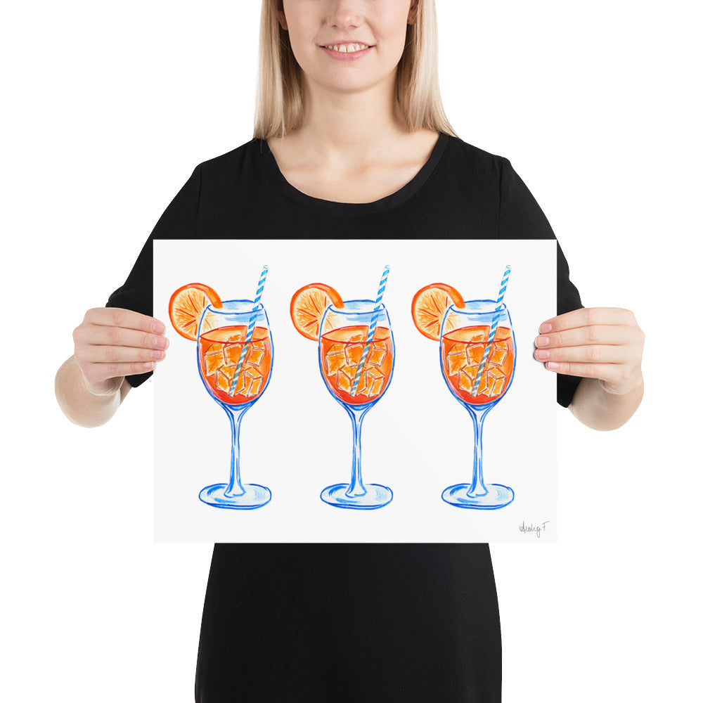 Print | Aperol Spritz Trio Watercolor Painting | Various Sizes