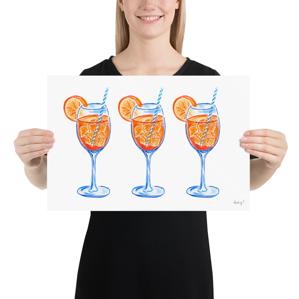 Print | Aperol Spritz Trio Watercolor Painting | Various Sizes