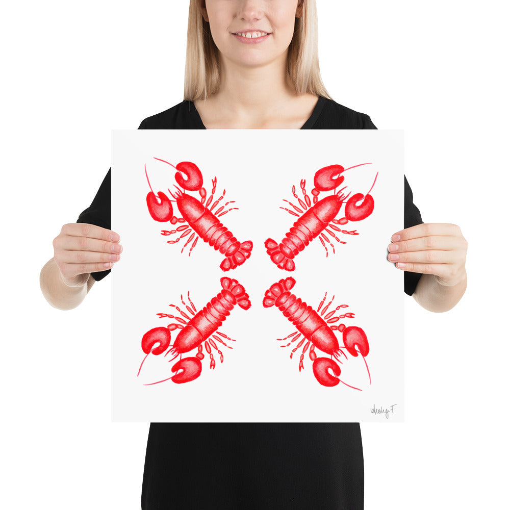 Print | Red Lobsters Watercolor 16″×16″