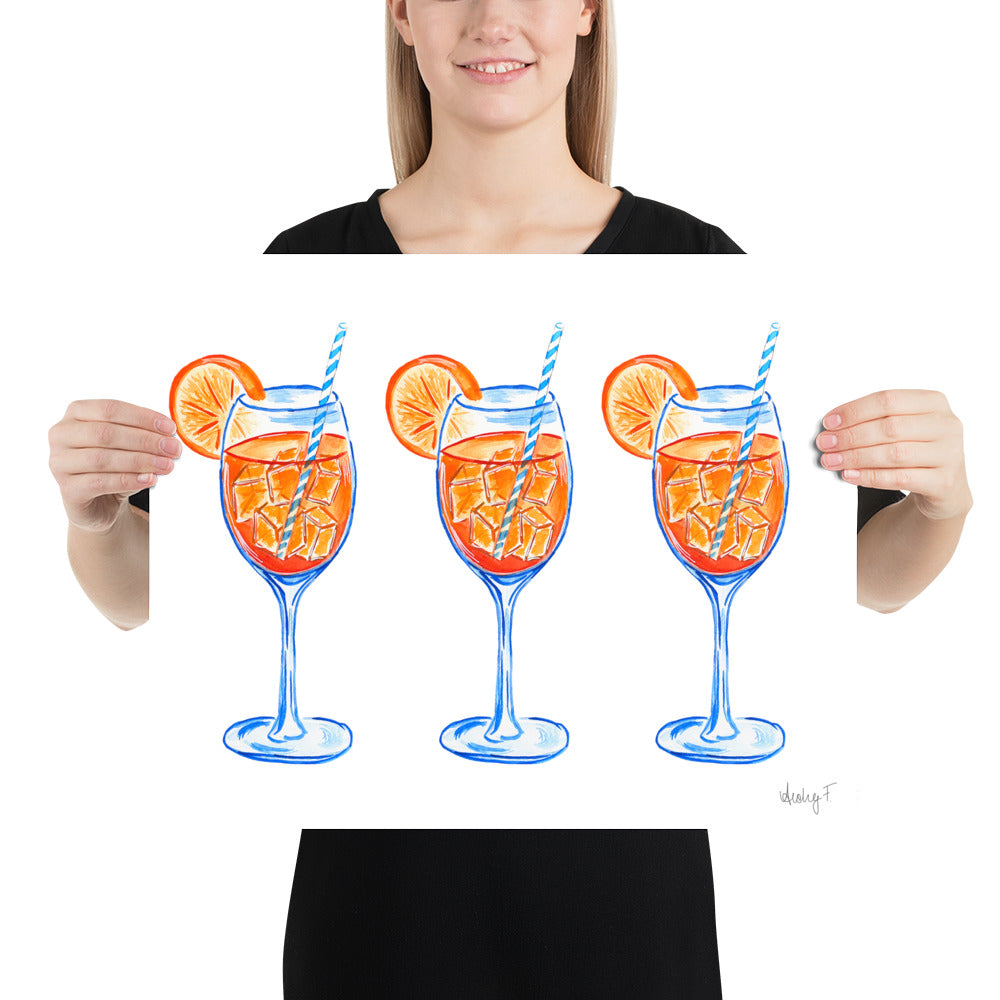 Print | Aperol Spritz Trio Watercolor Painting | Various Sizes