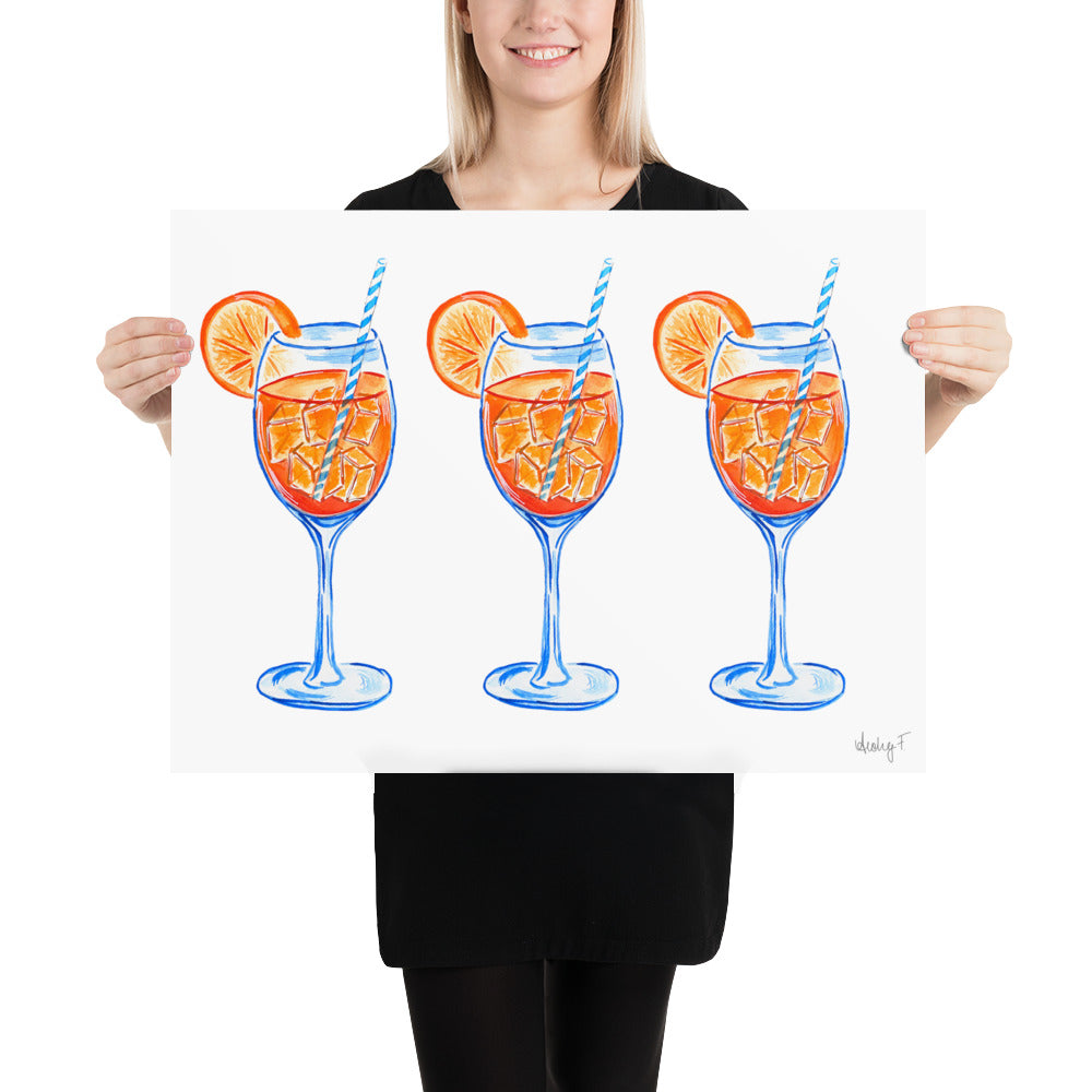 Print | Aperol Spritz Trio Watercolor Painting | Various Sizes