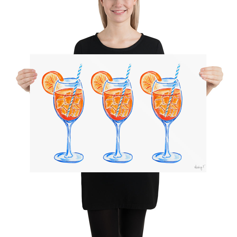 Print | Aperol Spritz Trio Watercolor Painting | Various Sizes