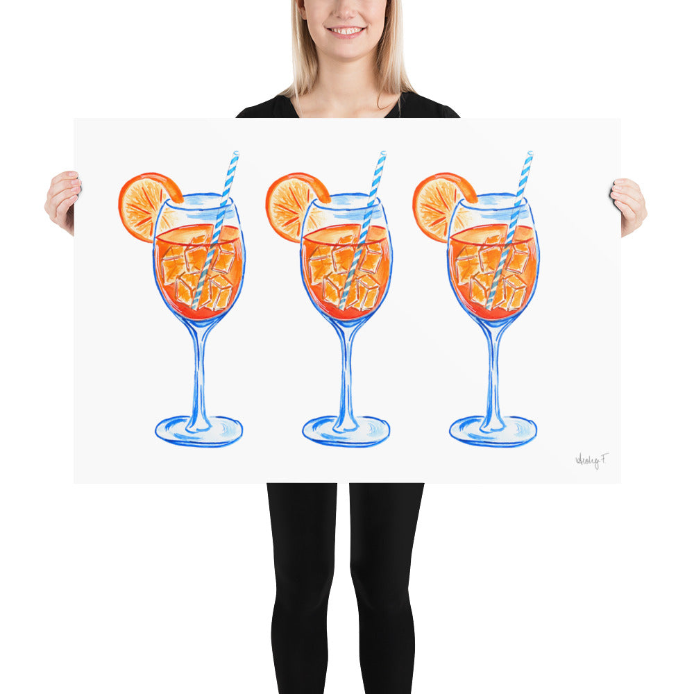 Print | Aperol Spritz Trio Watercolor Painting | Various Sizes