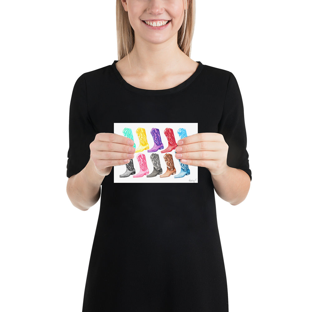 Print | TS Eras Watercolor Cowboy Boots Music | Girl Decor | Preppy | Swifie