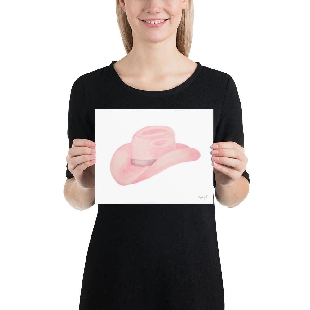 Print | Blush Pink & Gray Cowboy Hat | Western Watercolor Painting | Rustic Decor | Cowgirl Art | Various Sizes | Custom Original Available