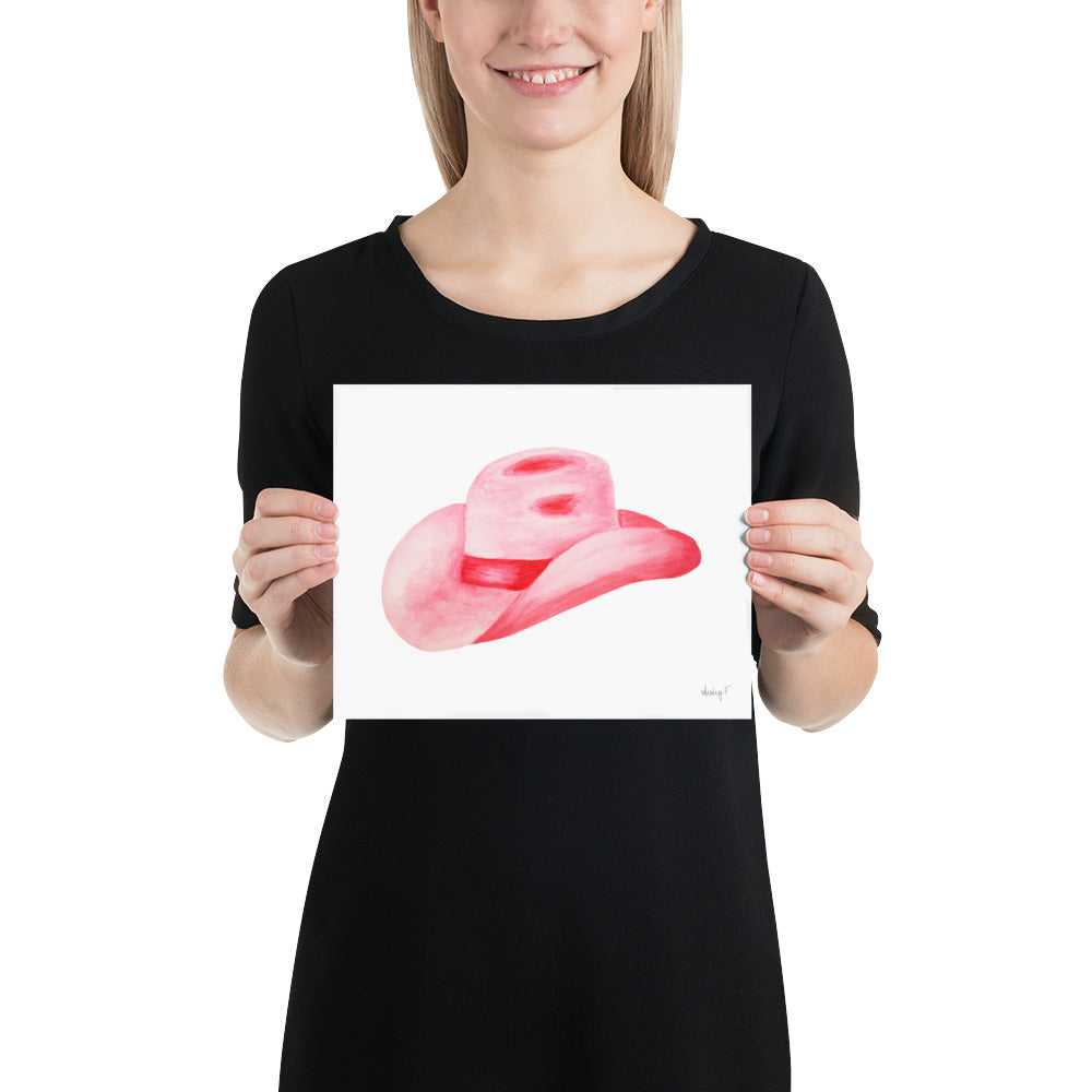 Print | Hot Pink Cowboy Hat Watercolor | Various Sizes |  Southern Rustic Western Colorful Fun Dorm Room Poster Decor