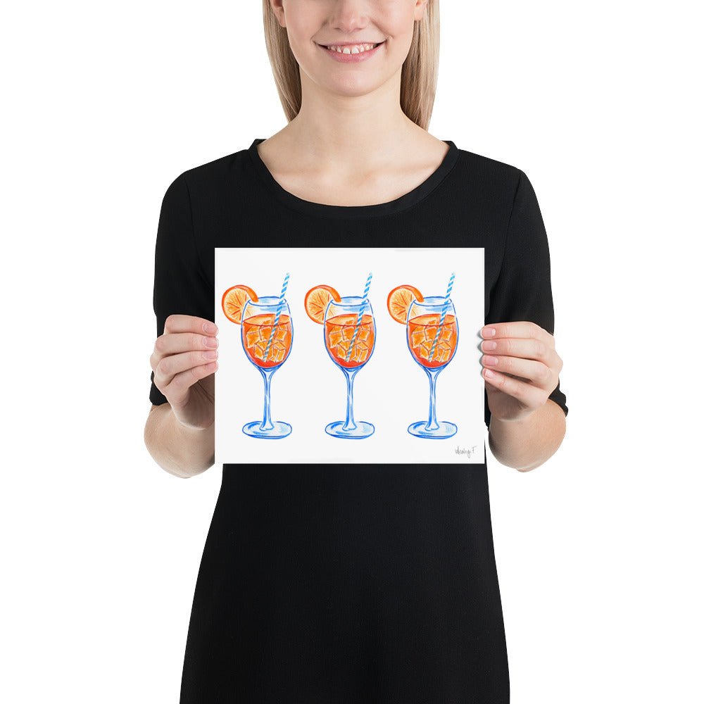 Print | Aperol Spritz Trio Watercolor Painting | Various Sizes