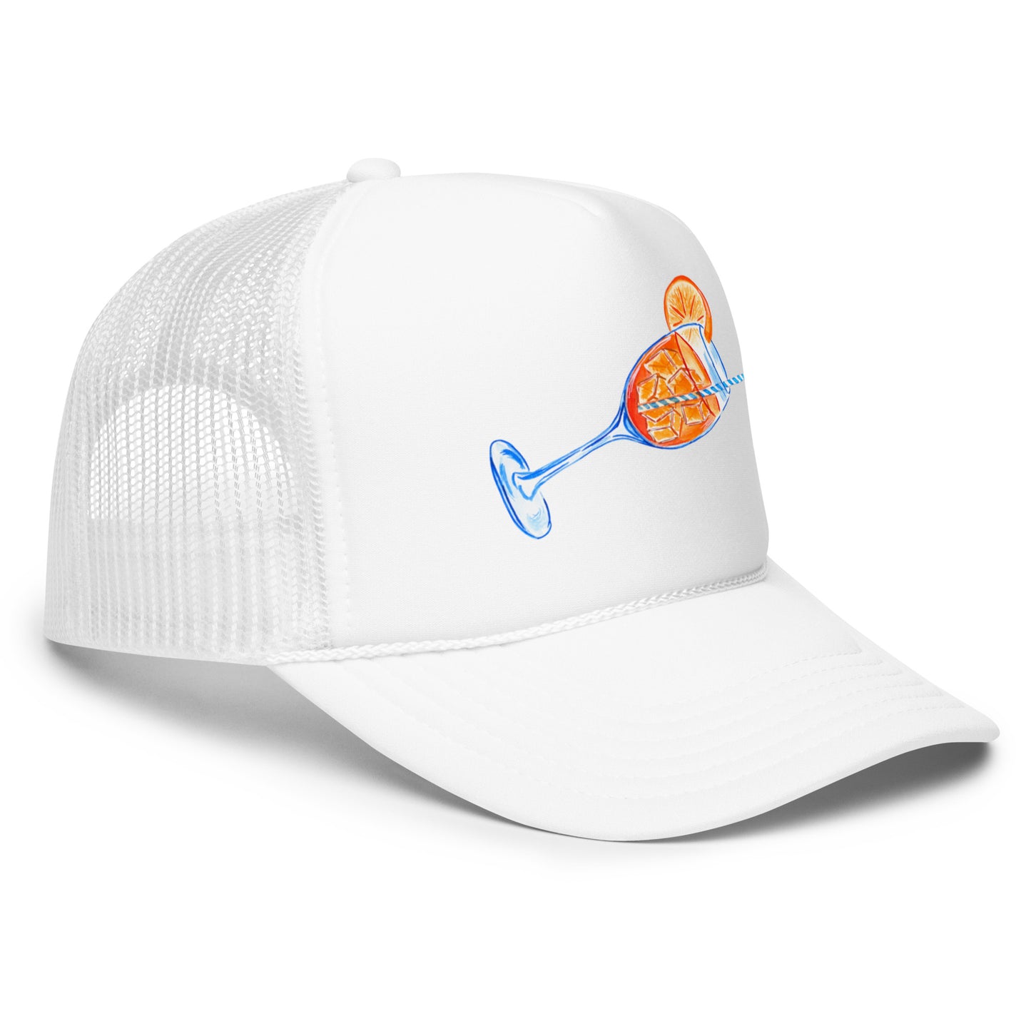 Aperol Spritz Watercolor Illustrated Trucker Hat
