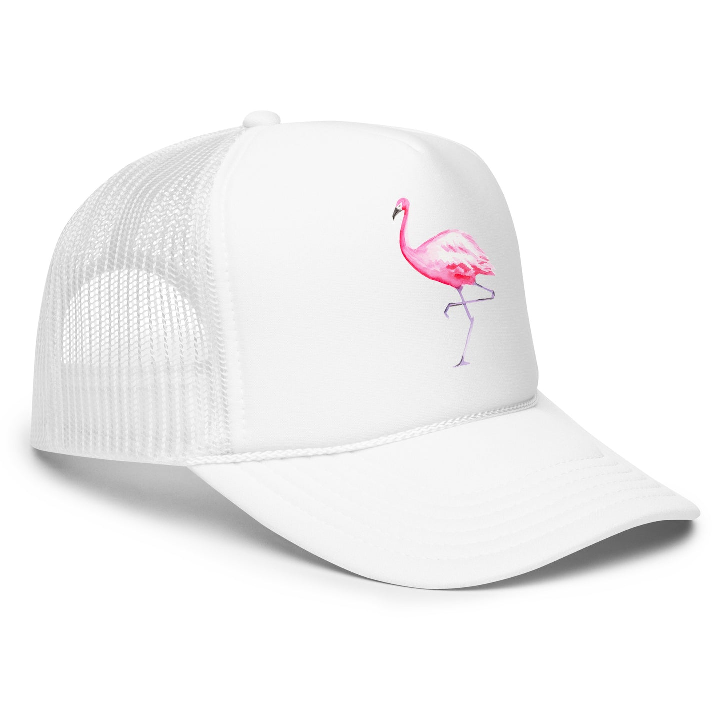 Pink Flamingo Watercolor Illustrated Trucker Hat | 9 Colors