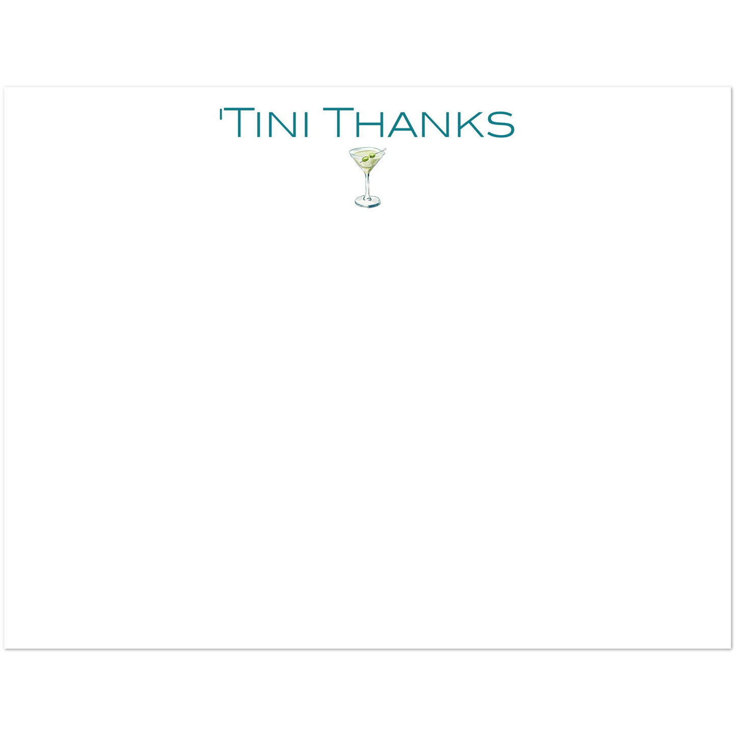 Thank You Cards | 'Tini Thanks | Martini Watercolor Illustration | Flat Notecards & Envelope Set of 10 | 2 Sizes 4.25x5.5″ (SM) Modern