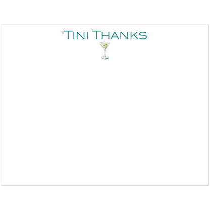 Thank You Cards | 'Tini Thanks | Martini Watercolor Illustration | Flat Notecards & Envelope Set of 10 | 2 Sizes 4.25x5.5″ (SM) Modern