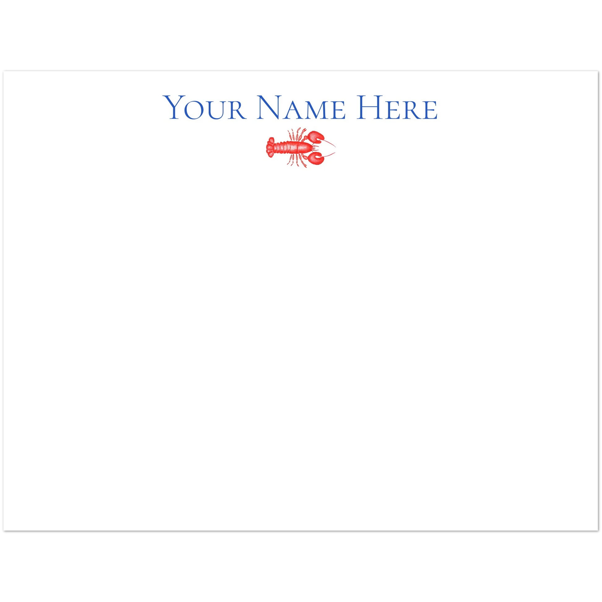 Personalized Red Lobster Watercolor Illustration Flat Notecards | Set of 10 Cards & Envelopes | 2 Sizes