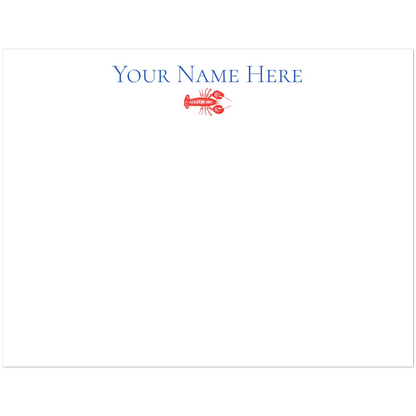 Personalized Red Lobster Watercolor Illustration Flat Notecards | Set of 10 Cards & Envelopes | 2 Sizes