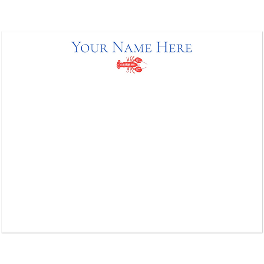 Personalized Red Lobster Watercolor Illustration Flat Notecards | Set of 10 Cards & Envelopes | 2 Sizes