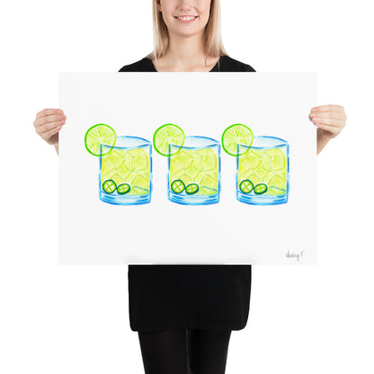 Print | Watercolor Spicy Margarita Trio 18″×24″ 5″×7″