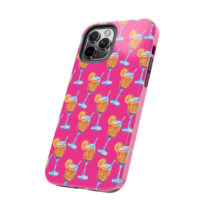 Orange & Blue Aperol Spritz Watercolor Pattern Hot Pink Phone Case | Various Models