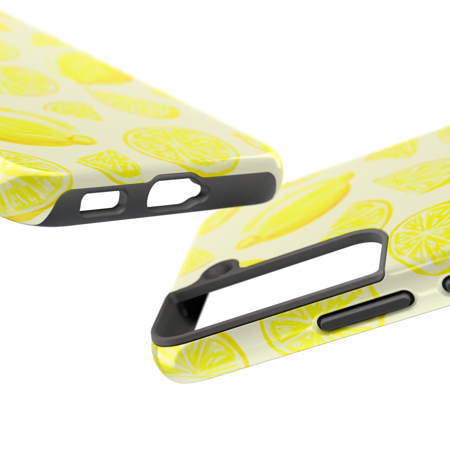 Bright Yellow Lemons Watercolor Illustrated Tossed Pattern Pale Yellow Tough Phone Case | Various Models