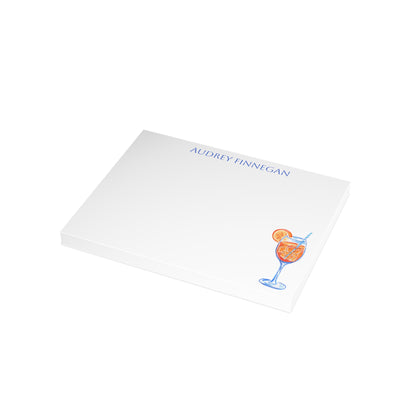 Stationery | Personalized Custom Watercolor Orange & Blue Aperol Spritz Flat Cards with Envelopes | Thank You Bridal Shower Bachelorette